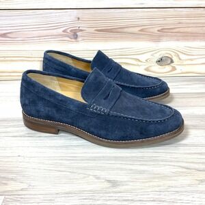 Sperry Gold Cup Blue Suede Beefroll Penny Loafers Mens 11M Contrast Stitching